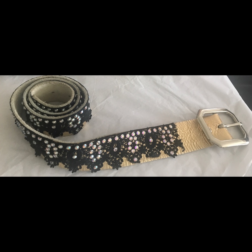 Melamed Gold leather, black lace & Rhinestones SM - Picture 4 of 8